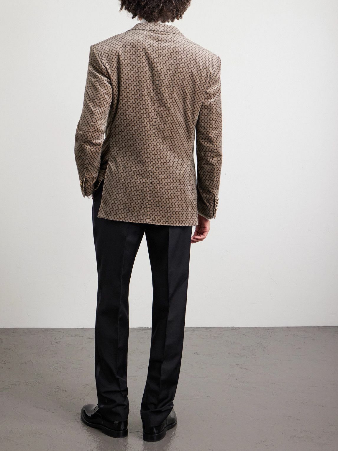 Dunhill - Slim-Fit Printed Cotton-Blend Velvet Tuxedo Jacket - Brown