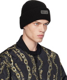 Versace Jeans Couture Black Knit Logo Beanie