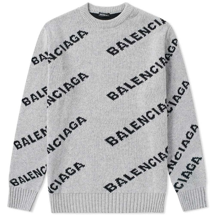 Photo: Balenciaga All Over Logo Crew Knit