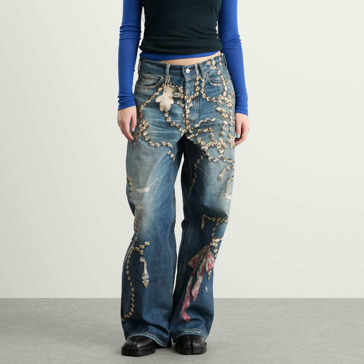 Acne Studios Women's Jewellery Printed Jeans in Mid Blue