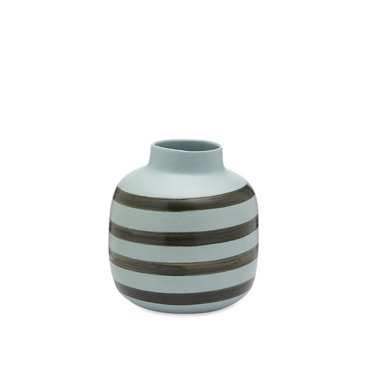 Photo: The Conran Shop Hand Painted Stripes Short Vase in Blue/Green