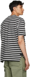 Junya Watanabe Grey & Black Horizontal Stripe T-Shirt