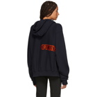 Heron Preston Blue Satin Style Hoodie