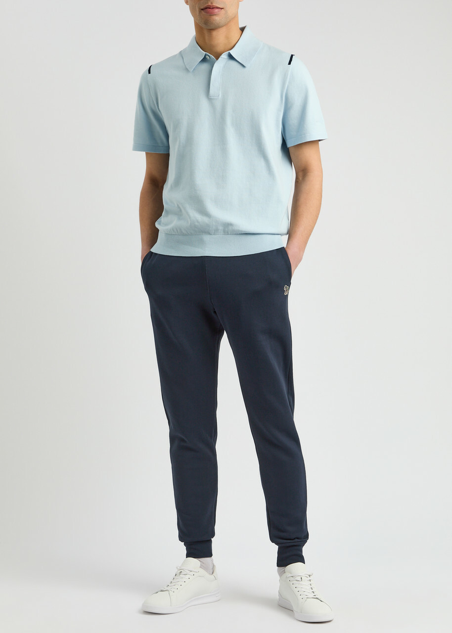 PS Paul Smith Zebra-appliquéd Cotton Sweatpants Navy