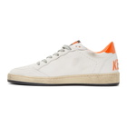 Golden Goose White and Orange Ball Star Sneakers