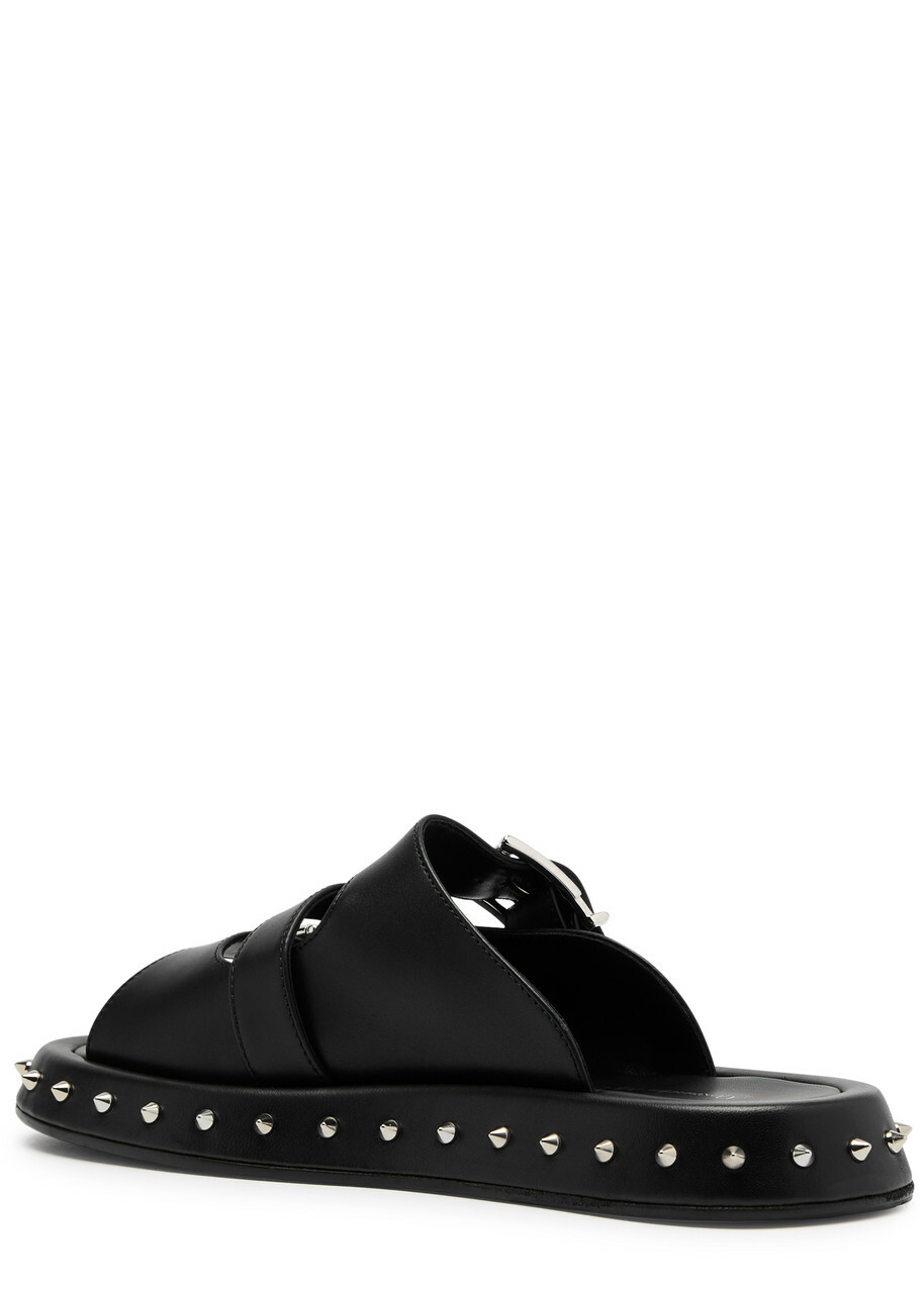 17万 Alexander McQueen LEATHER SANDALS 40 Alexander Mcqueen Studded Leather Sandals Black And Silver