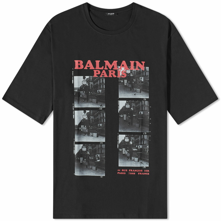 Photo: Balmain Men's 44 Oversized T-Shirt in Black/Red