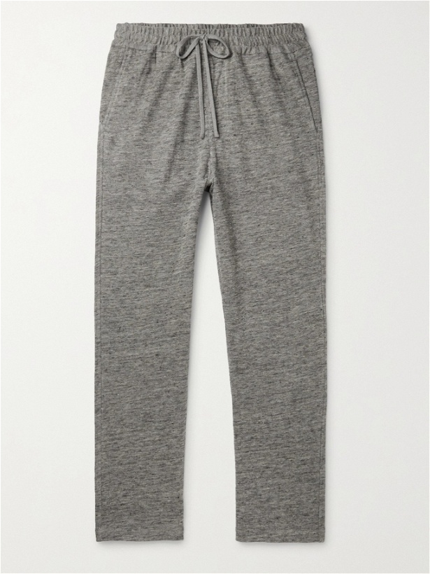Photo: BARENA - Tapered Mélange Cotton and Linen-Blend Sweatpants - Gray