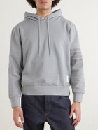 Thom Browne - Logo-Appliquéd Striped Cotton-Jersey Hoodie - Gray