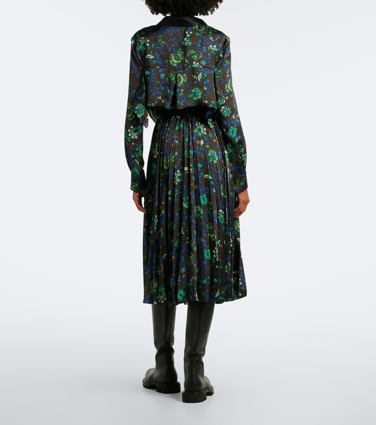 Sacai Floral plissé midi skirt