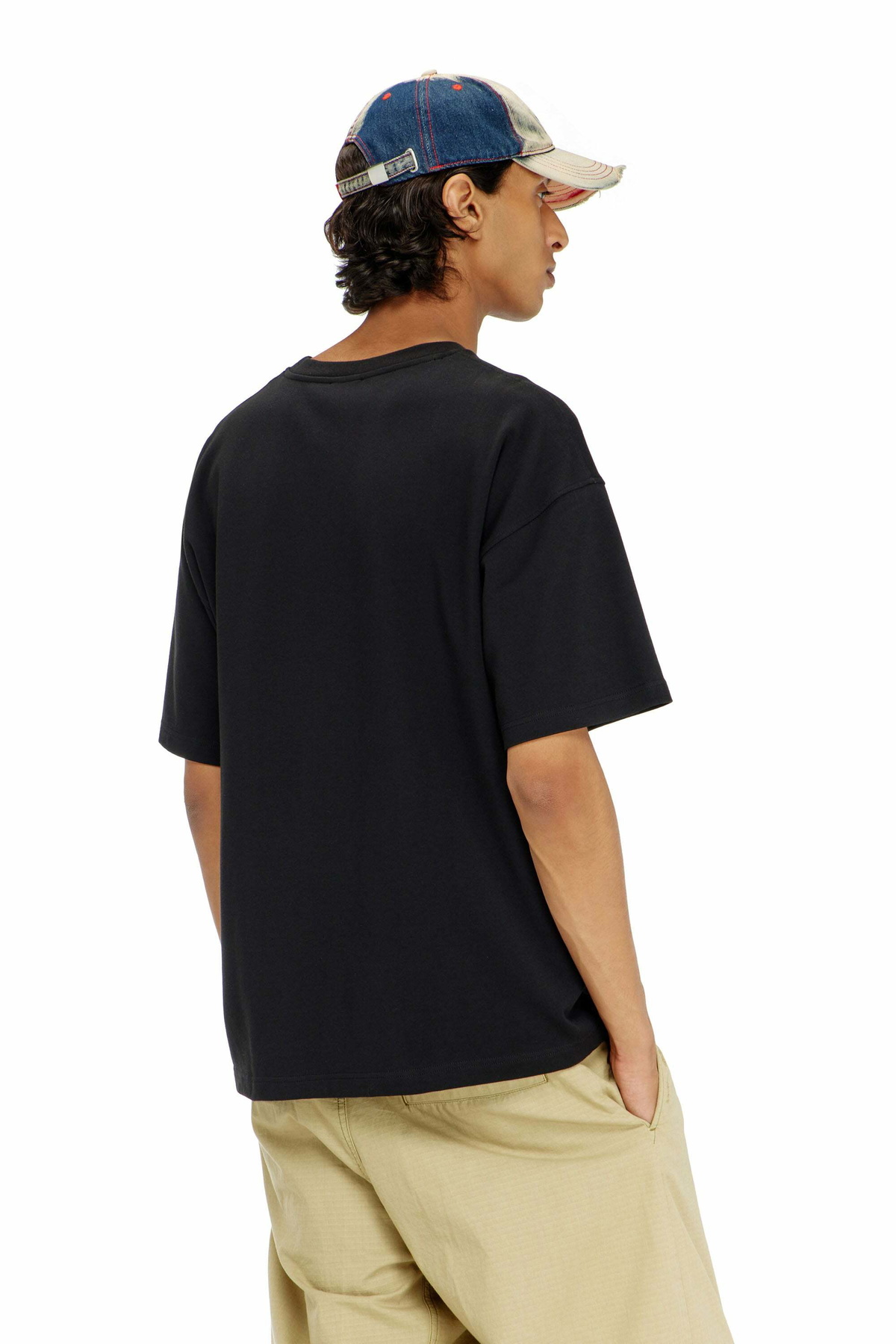 Diesel Cotton-interlock T-shirt with logo embroidery - T-Shirts Mens in Black