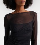 Gucci GG feather-trimmed sheer gown