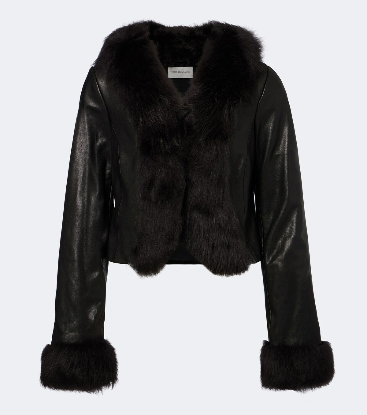 Nour Hammour Sofie shearling-trimmed leather jacket
