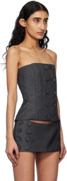 Fancì Club Gray Starling Button Corset Top