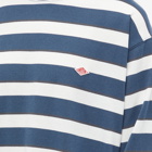 Danton Men's Long Sleeve Stripe Logo T-Shirt in Ivory/Blue