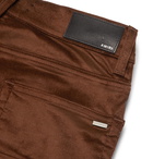 AMIRI - Stack Skinny-Fit Cotton-Blend Velvet Trousers - Brown