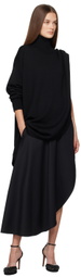 ALAÏA Black Asymmetrical Cape Turtleneck