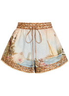 Zimmermann Mahon Printed Linen Shorts Multicoloured