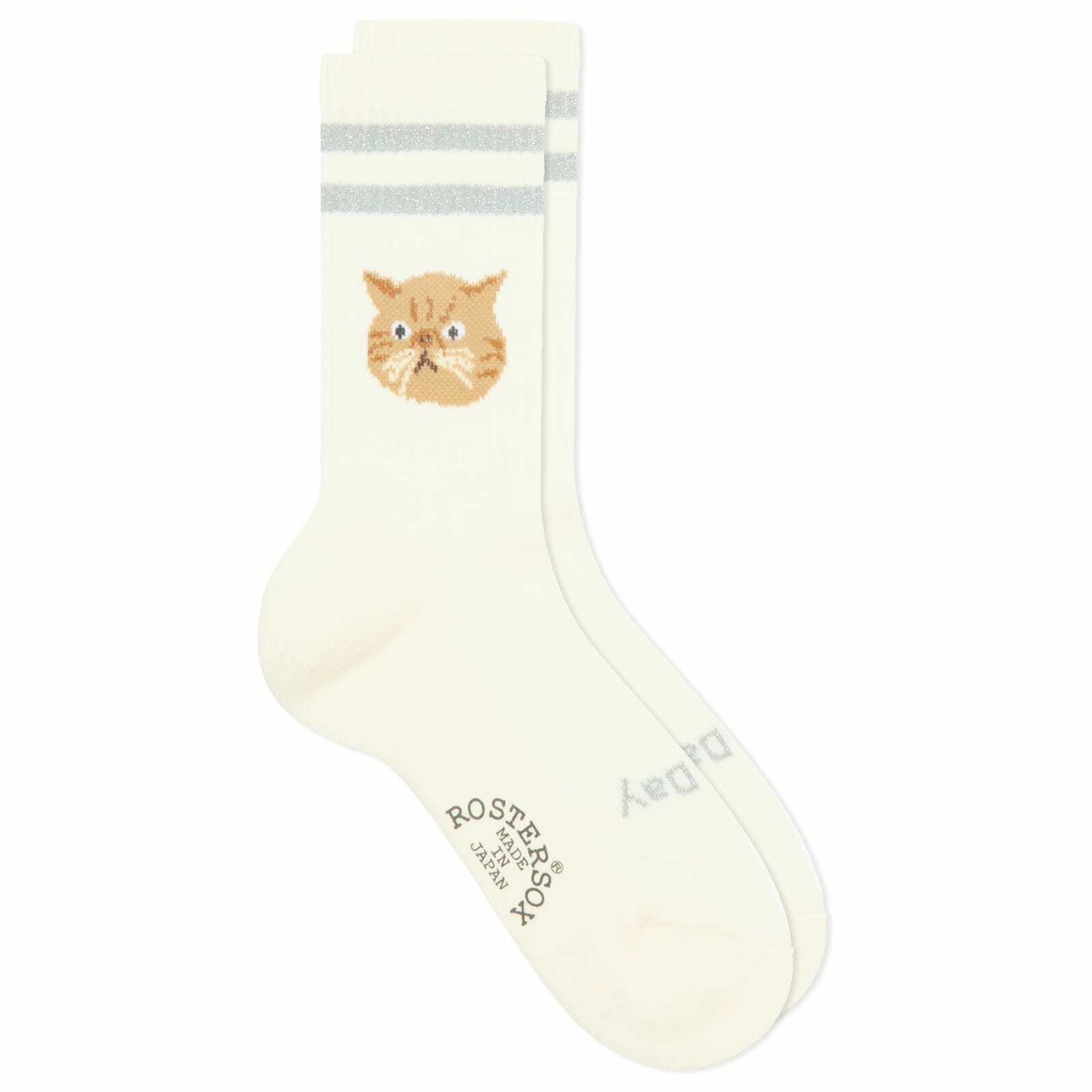 Rostersox Cat Socks in White/Grey