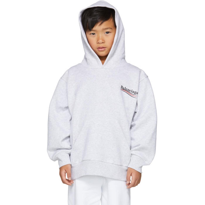 Photo: Balenciaga Boy Grey Campaign Logo Hoodie 