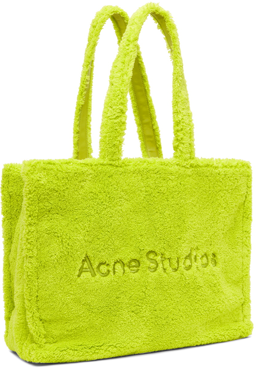 Acne Studios Green Furry Logo Tote Acne Studios