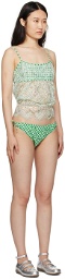 Anna Sui Green & White Gingham Bikini