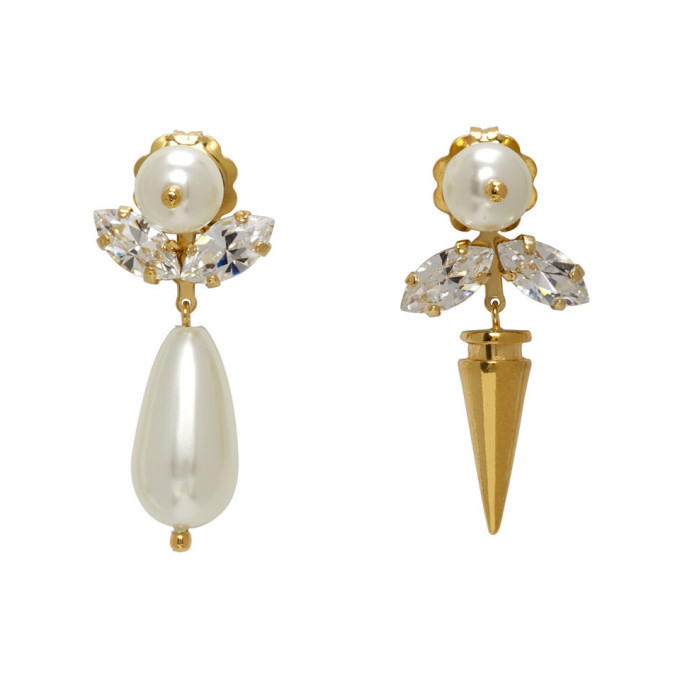 Simone Rocha Gold Pearl Spike Earrings Simone Rocha