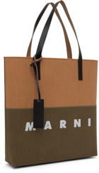 Marni Tan & Khaki Paper Shopping Tote