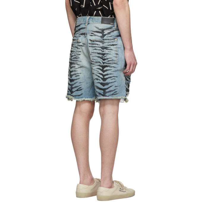 Amiri Indigo Tiger Thrasher Shorts Amiri