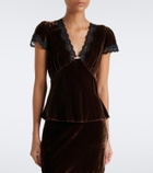 Rixo Karia lace-trimmed velvet top