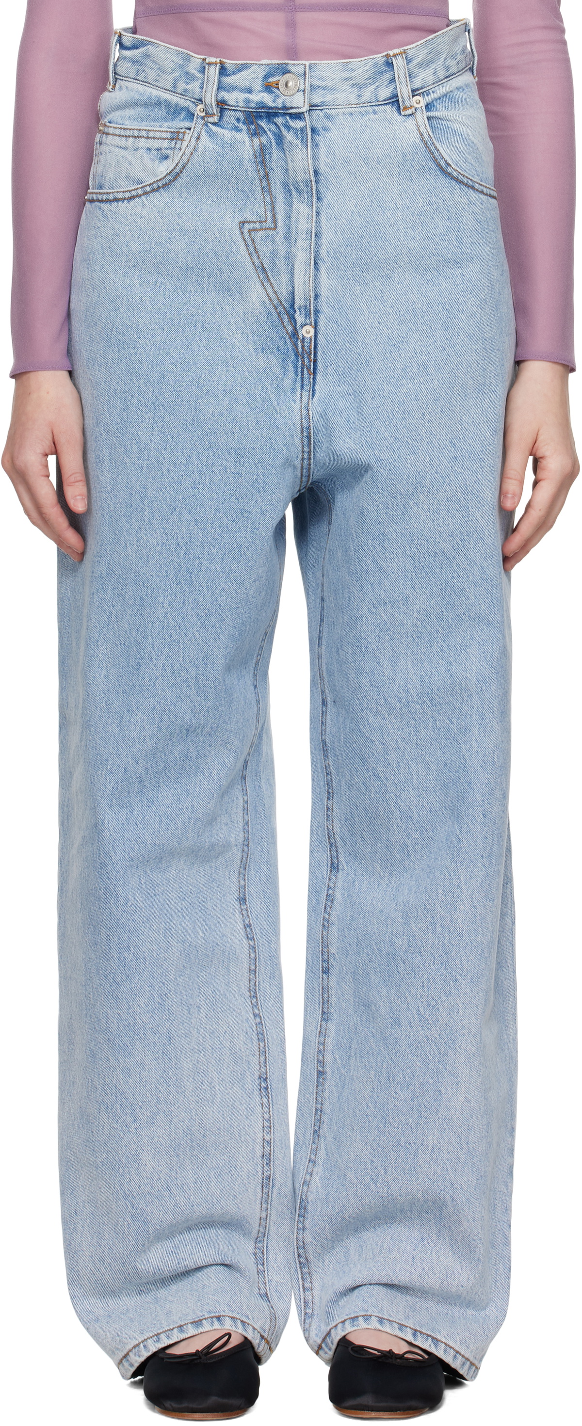 Pushbutton Blue Panty Cutout Jeans