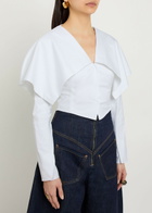 A.W.A.K.E Mode Oversized-collar Cropped Cotton-blend Jacket White