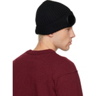 C.P. Company Black Extrafine Merino Wool Goggle Beanie