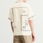 Wax London Men's Didcot Grid Flowers Vacation Shirt in Ecru/Navy