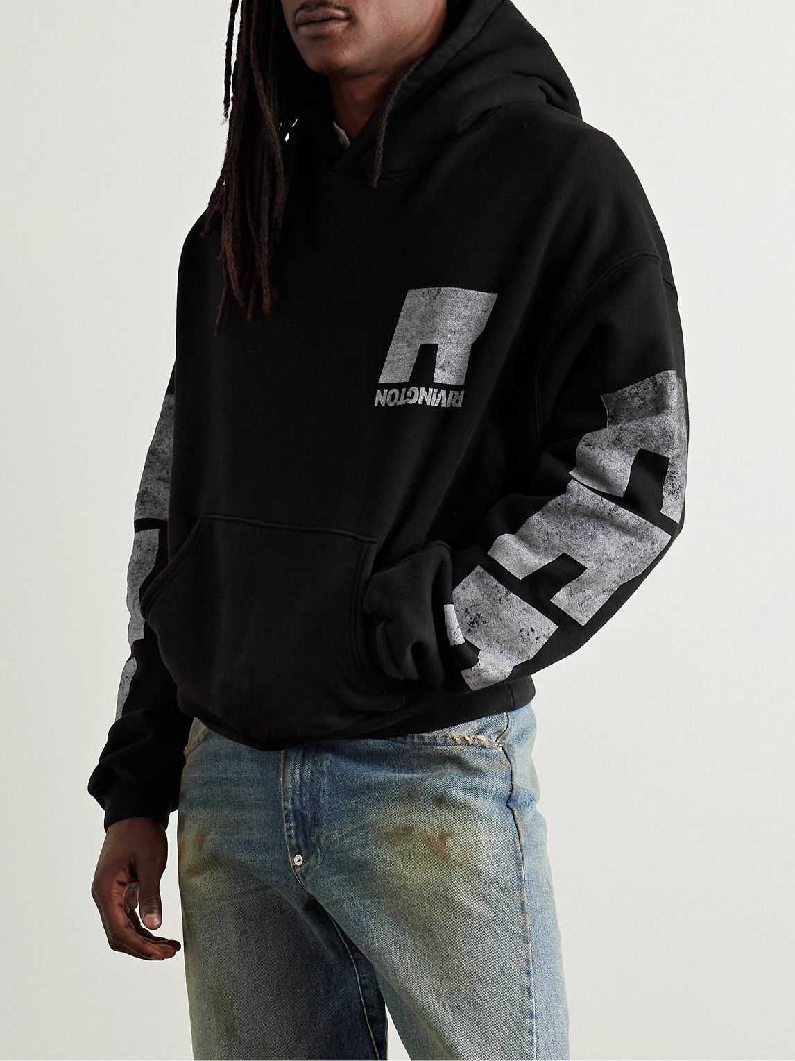 RRR123 - Heritage CVA Logo-Print Cotton-Jersey Hoodie - Black