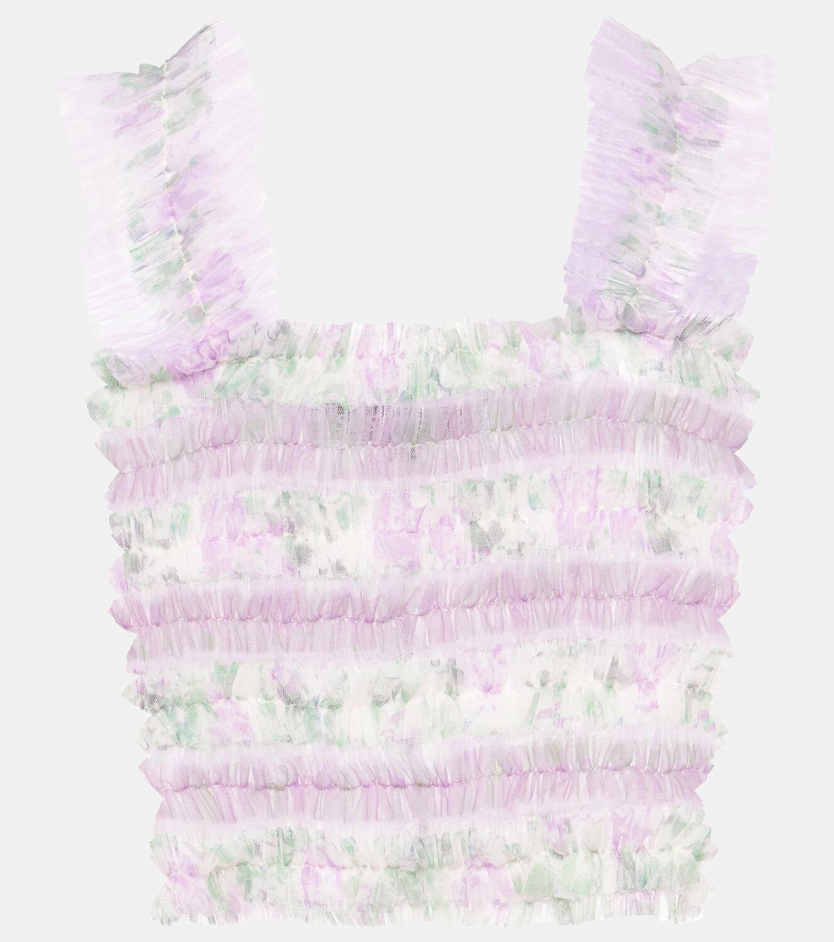 Susan Fang Shirred floral tulle top