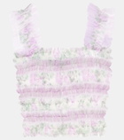 Susan Fang Shirred floral tulle top