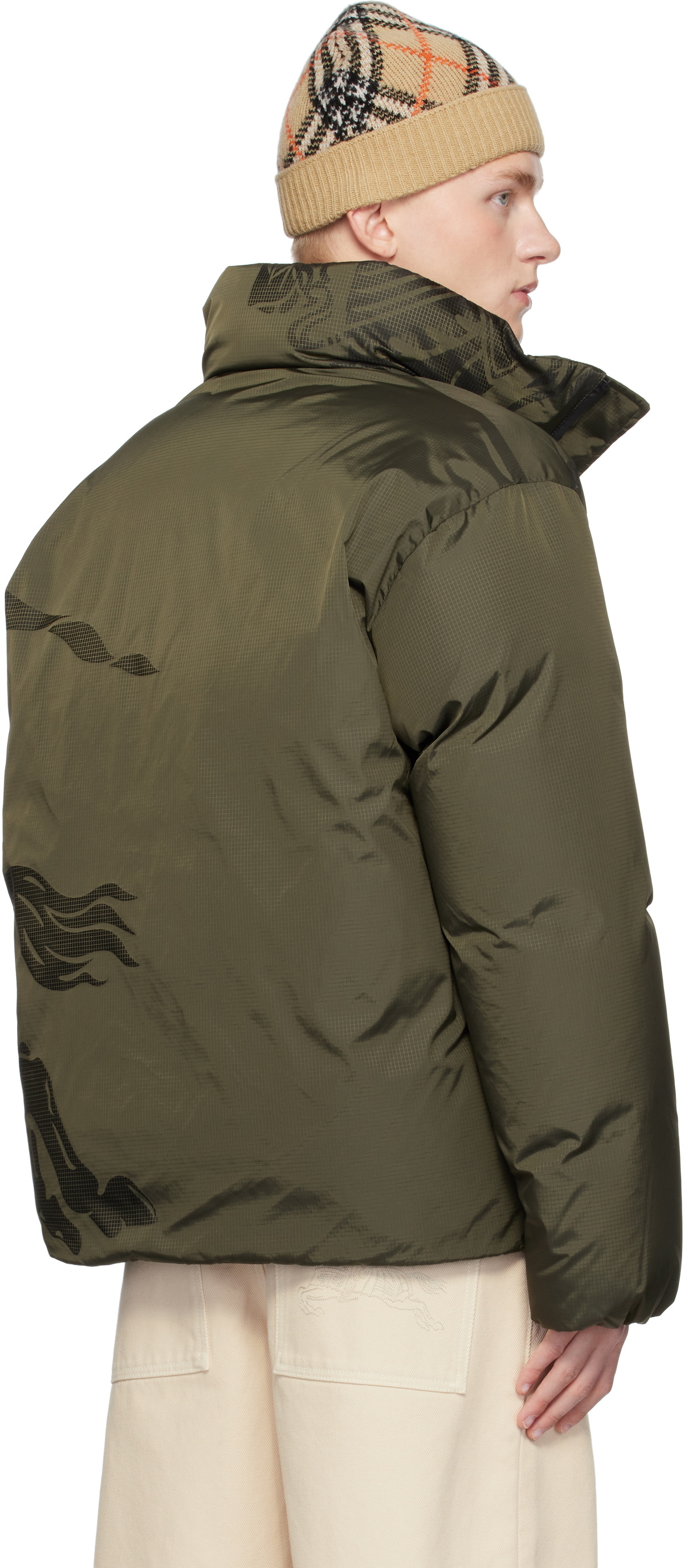 Burberry Khaki EKD Nylon Puffer Down Jacket Burberry