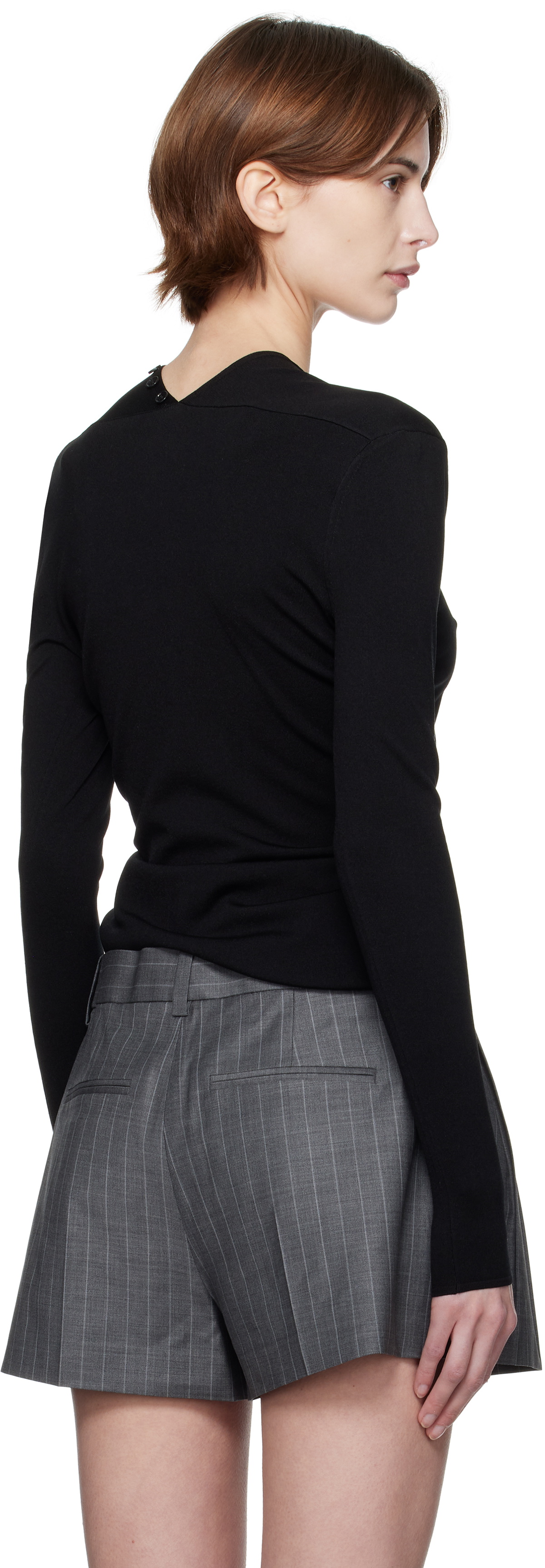 Alexander Wang Black Long-Sleeve High-Neck Cardigan