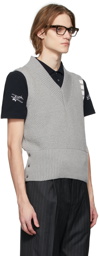 Thom Browne Grey Seed Stitch 4-Bar Vest