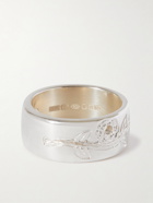 Bleue Burnham - The Climbing Rose Engraved Recycled Sterling Silver Ring - Silver