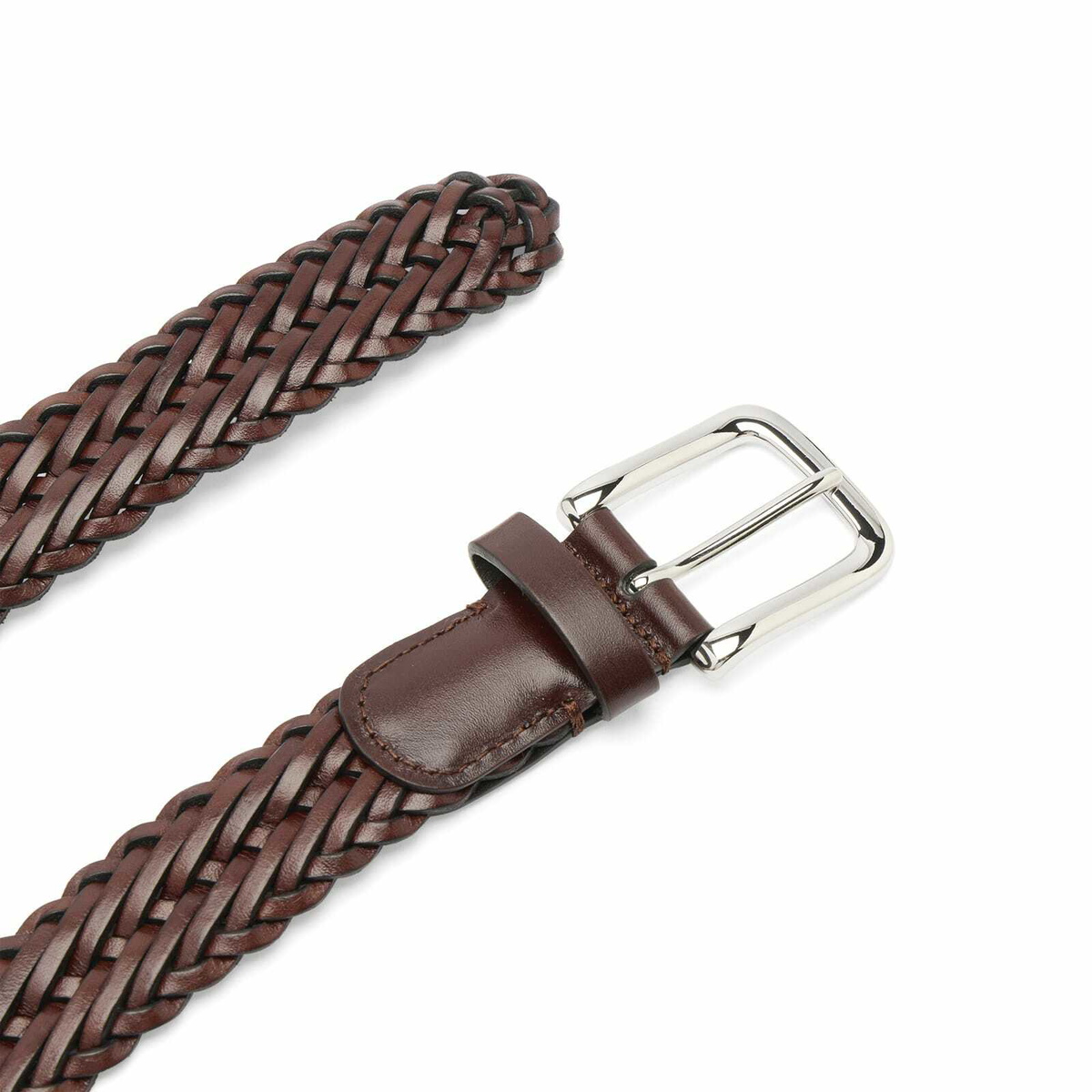 Anderson's Men's Andersons Narrow Woven Leather Belt in Mid Brown Anderson's Men's Andersons Narrow Woven Leather Belt in Mid Brown
