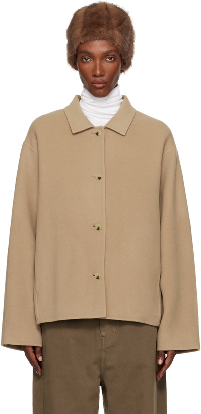 Photo: LE17SEPTEMBRE Tan Virgin Wool Handmade Muffler Jacket
