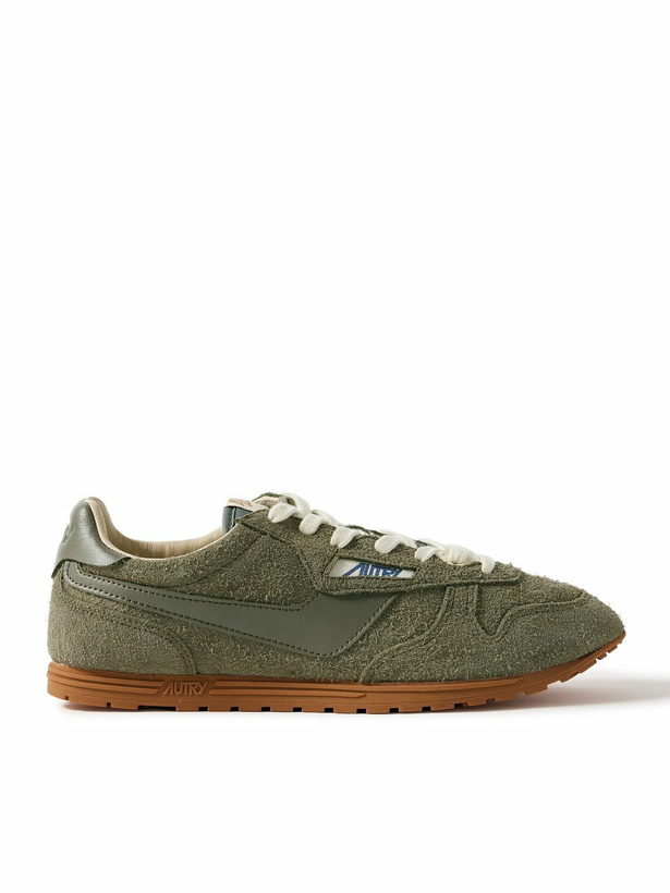 Photo: Autry - Windspin Leather-Trimmed Brushed-Suede Sneakers - Green