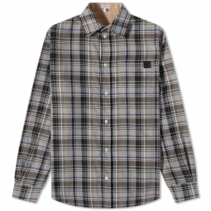 Photo: Loewe Men's Double Face Check Shirt in Black/Orange