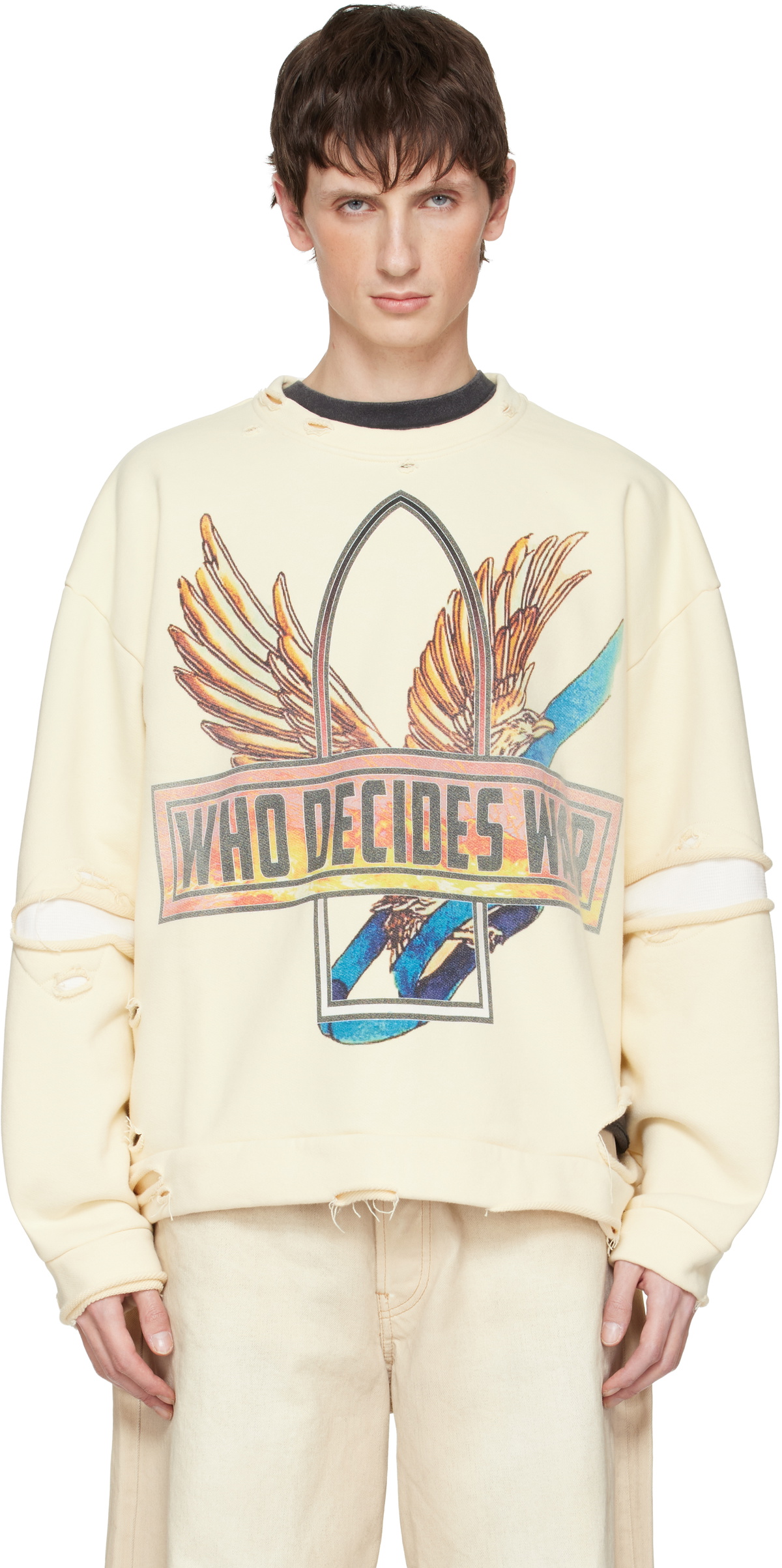 Who Decides War Off-White Ribbon Tour Sweatshirt