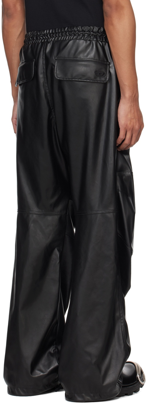 Diesel Black P-Marty-LTH Faux-Leather Trousers Diesel