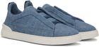 ZEGNA Blue Triple Stitch Sneakers