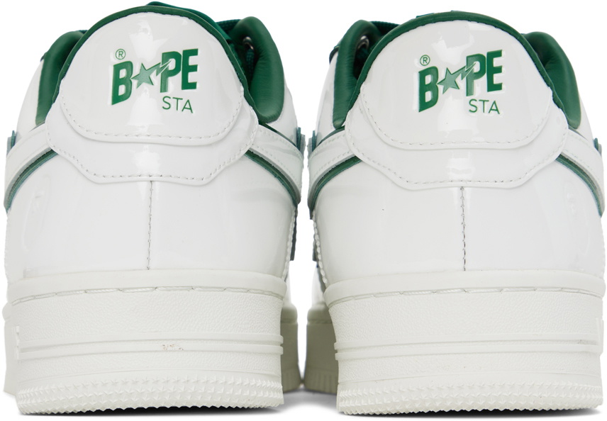 BAPE White & Green Patent Leather Sneakers A Bathing Ape