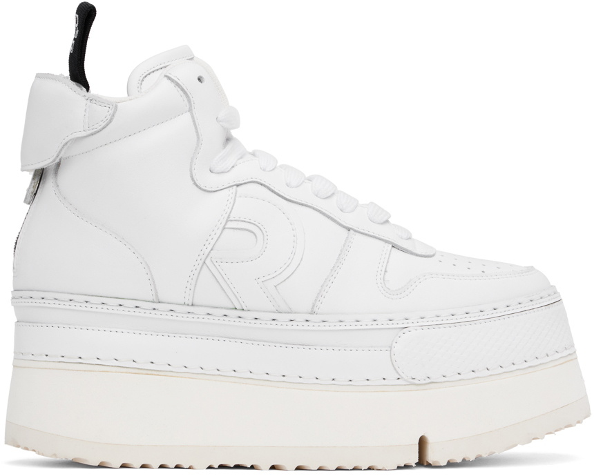 R13 White Leather Riot High Top Sneakers R13